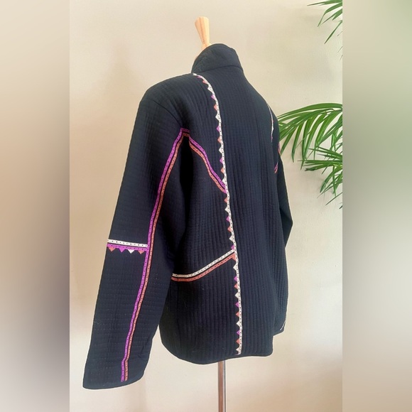 ba&sh Elegant Black Jacket Quilted With Crochet Detail French Size 1 - Picture 7 of 12